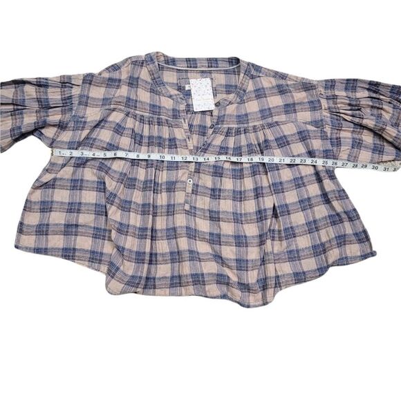 Free People Jessi Plaid Top In Grey Combo - Picture 8 of 9